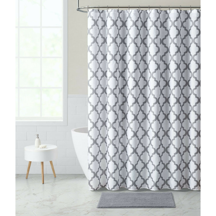 Red Barrel Studio® Chic Living White & Gray Trellis Fabric Shower